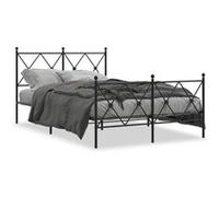vidaXL Bedframe met hoofd- en voeteneinde metaal zwart 120x200 cm376518 Noir G