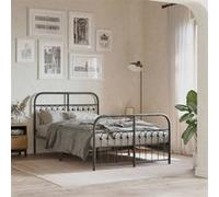 vidaXL Bedframe met hoofd- en voeteneinde metaal zwart 120x200 cm376616 Noir G