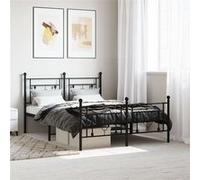 Vidaxl Cadre De Lit Métal Sans Matelas Avec Pied De Lit Noir 135x190cm Noir