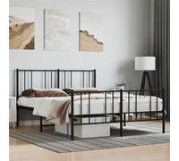 vidaXL Bedframe met hoofd- en voeteneinde metaal zwart 140x190 cm352498 Noir G
