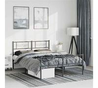 vidaXL Bedframe met hoofd- en voeteneinde metaal zwart 150x200 cm355287 Noir G