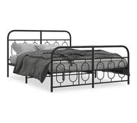 vidaXL Bedframe met hoofd- en voeteneinde metaal zwart 150x200 cm377137 Noir G