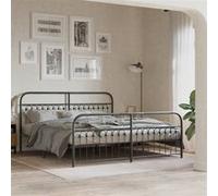 Vidaxl Cadre De Lit Métal Sans Matelas Avec Pied De Lit Noir 183x203cm Noir