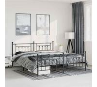 Vidaxl Cadre De Lit Métal Sans Matelas Avec Pied De Lit Noir 183x213cm Noir