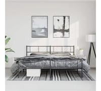 vidaXL Bedframe met hoofd- en voeteneinde metaal zwart 183x213 cm372202 Noir G