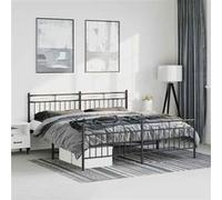 vidaXL Bedframe met hoofd- en voeteneinde metaal zwart 183x213 cm373714 Noir G