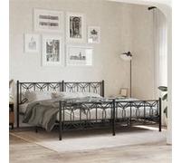 vidaXL Bedframe met hoofd- en voeteneinde metaal zwart 193x203 cm376152 Noir G
