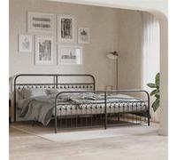 vidaXL Bedframe met hoofd- en voeteneinde metaal zwart 193x203 cm376624 Noir G
