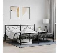 vidaXL Bedframe met hoofd- en voeteneinde metaal zwart 200x200 cm376251 Noir G