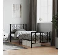 vidaXL Bedframe met hoofd- en voeteneinde metaal zwart 90x190 cm374447 Noir G