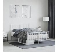 vidaXL Bedframe met hoofd- en voeteneindeÂ metaal wit 120x200 cm374502 Blanc G