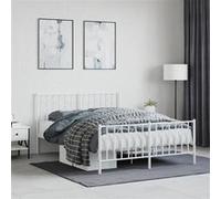 vidaXL Cadre de lit métal avec tête de lit/pied de lit blanc 140x190cm