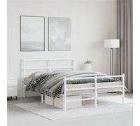 vidaXL Bedframe met hoofd- en voeteneindeÂ metaal wit 140x200 cm355433 Blanc G