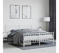 Vidaxl Cadre De Lit Métal Avec Tête De Lit/Pied De Lit Blanc 160x200cm Blanc