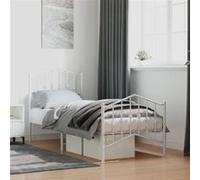 vidaXL Bedframe met hoofd- en voeteneindeÂ metaal wit 75x190 cm373846 Blanc G