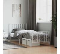 Vidaxl Cadre De Lit Métal Avec Tête De Lit/Pied De Lit Blanc 90x200 Cm Blanc