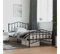 Vidaxl Cadre De Lit Métal Sans Matelas Avec Pied De Lit Noir 107x203cm Noir