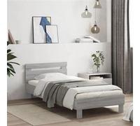 Bedframe met hoofdbord bewerkt hout grijs sonoma 75x190 cm838573