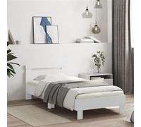 vidaXL Cadre de Lit avec Tête de Lit, Lit Simple, Lit Adulte de Chambre à Coucher Intérieur, Moderne, Blanc 75x190 cm Bois d'Ingénierie