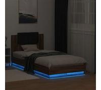 Vidaxl Cadre De Lit Avec Led Sans Matelas Chêne Marron 75x190 Cm Multicolore