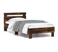 vidaXL Cadre de Lit Tête de Lit et Lumières LED, Lit Simple avec Sommier à Lattes, Lit Adulte, Meuble de Chambre, Moderne, 838754