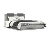 Vidaxl Cadre De Lit Tête De Lit Et Lumières Led Sonoma Gris 140x200 Cm Multicolore