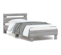 vidaXL Bedframe met hoofdbord en LED grijs sonoma eikenkleur 90x190 cm838748 Gris G
