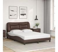 vidaXL Bedframe met hoofdbord kunstleer bruin 140x190 cm3207997 Marron G