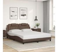vidaXL Cadre de lit Viana Rembourré avec coussin Sans matelas Lit double Marron 160x200
