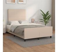 vidaXL Bedframe met hoofdbord kunstleer cappuccinokleurig 120x200 cm3125444 Marron G