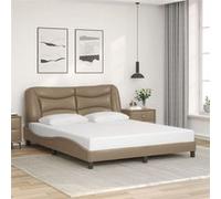 vidaXL Bedframe met hoofdbord kunstleer cappuccinokleurig 160x200 cm3208013 Marron G