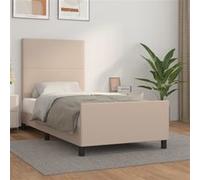 vidaXL Bedframe met hoofdbord kunstleer cappuccinokleurig 90x200 cm3125432 Marron G