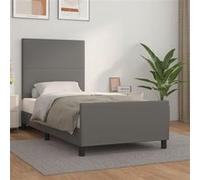 vidaXL Bedframe met hoofdbord kunstleer grijs 100x200 cm3125437 Gris G