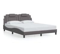 vidaXL Cadre de lit Viana avec tête de lit en similicuir Gris 160x200 cm