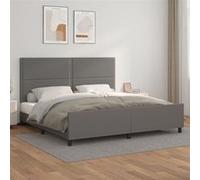 vidaXL Bedframe met hoofdbord kunstleer grijs 200x200 cm3125534 Gris G