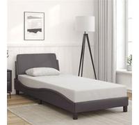 Cadre de Lit avec Tête de Lit, Lit Rembourré avec Sommier à Lattes, Lit Simple avec Pied, Lit Adulte de Chambre, Gris 90x200 cm Similicuir