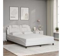 Vidaxl Cadre De Lit Avec Tête De Lit Blanc 120x200 Cm Similicuir Blanc