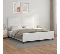 Vidaxl Cadre De Lit Avec Tête De Lit Blanc 180x200 Cm Similicuir Blanc