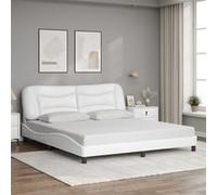 vidaXL Cadre de lit avec tête de lit en similicuir blanc 180 x 200 cm