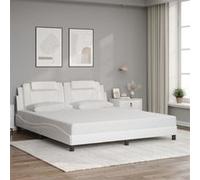 vidaXL Cadre de lit Viana – Rembourré, sans matelas, lit double 180x200 cm, blanc