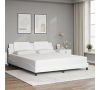 Vidaxl Cadre De Lit Avec Tête De Lit Blanc 180x200 Cm Similicuir Blanc