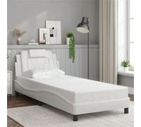 Vidaxl Cadre De Lit Avec Tête De Lit Blanc 80x200 Cm Similicuir Blanc