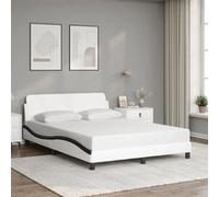 vidaXL Bedframe met hoofdbord kunstleer wit en zwart 140x190 cm373184 Blanc G