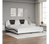vidaXL Bedframe met hoofdbord kunstleer wit en zwart 200x200 cm3208123 Blanc G