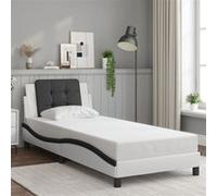 Vidaxl Cadre De Lit Avec Tête De Lit Blanc Et Noir 90x200cm Similicuir Multicolore