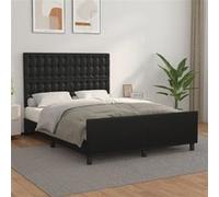 vidaXL Bedframe met hoofdbord kunstleer zwart 140x200 cm3125573 Noir G