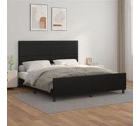 Vidaxl Cadre De Lit Avec Tête De Lit Noir 180x200 Cm Similicuir Noir
