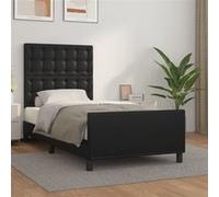 Vidaxl Cadre De Lit Avec Tête De Lit Noir 90x190 Cm Similicuir Noir