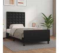 Vidaxl Cadre De Lit Avec Tête De Lit Noir 90x200 Cm Similicuir Noir