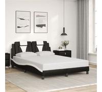 vidaXL Bedframe met hoofdbord kunstleer zwart en wit 140x190 cm3208094 Noir G